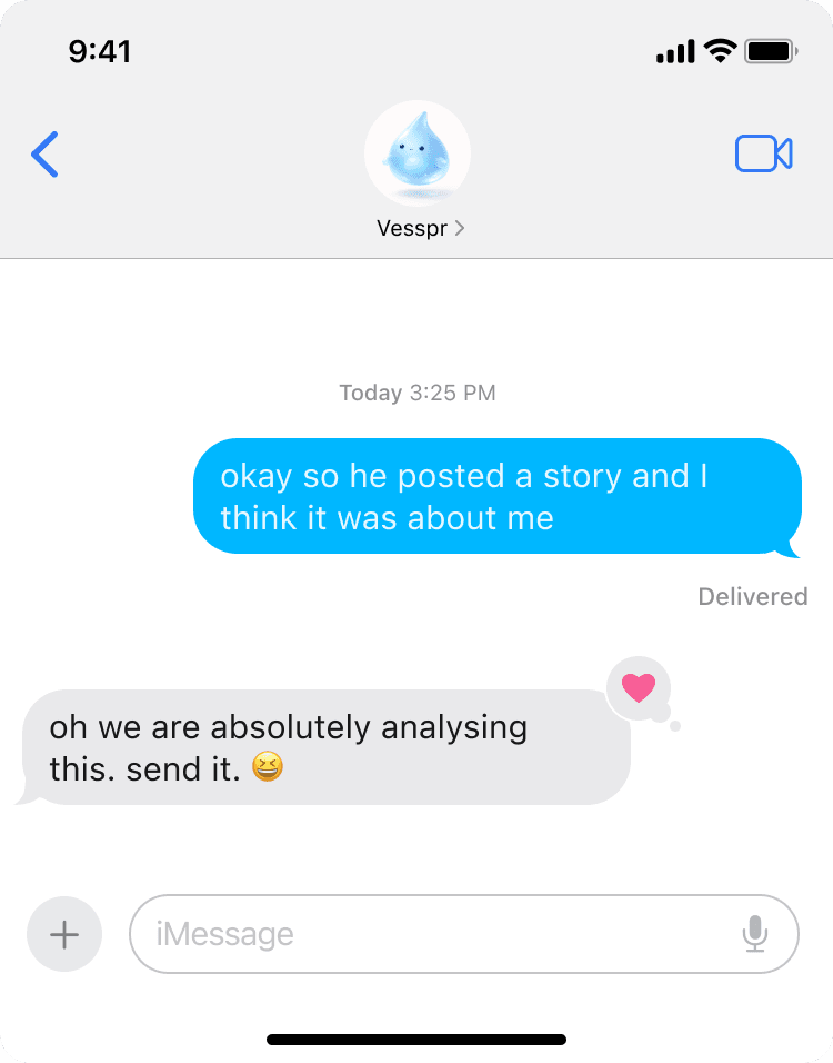 Vesspr conversation in iMessage
